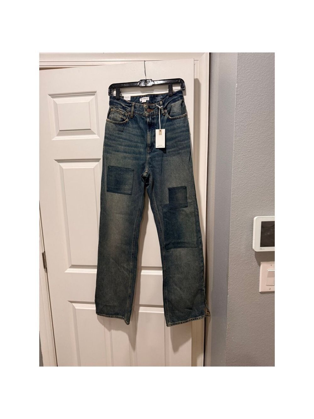 Women's GOOD AMERICAN Blue Patchwork The Khloe Flare Jeans Size 4 - Picture 7 of 11